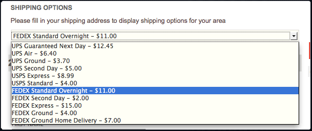 OFBiz Shipping Options