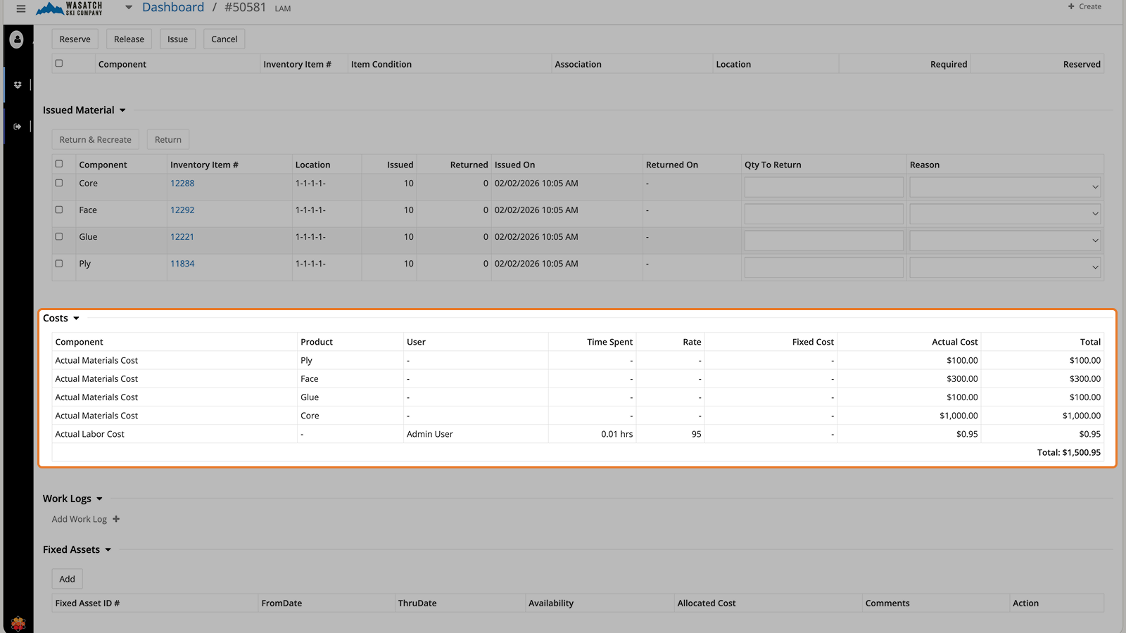 Finance-Ready Cost Integration
