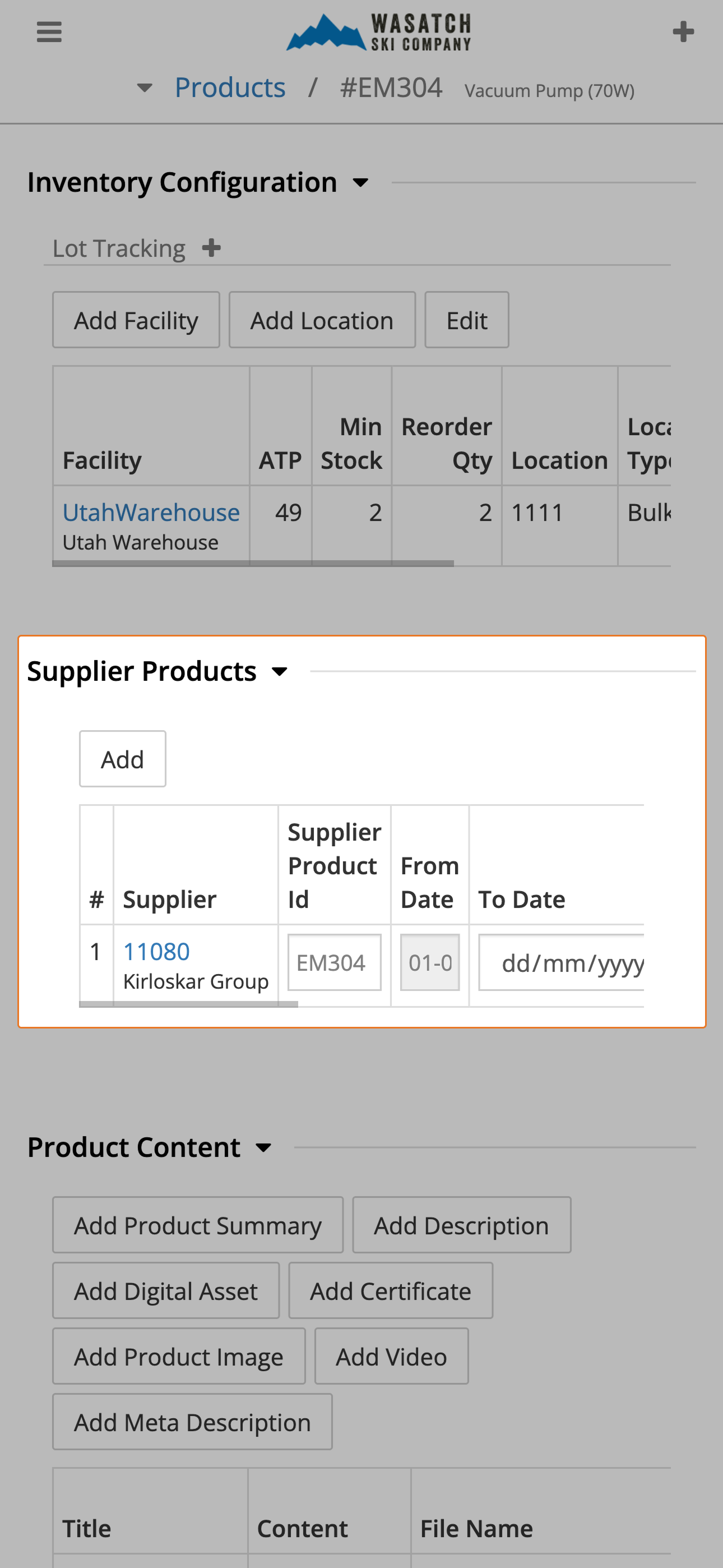 Supplier Lead Time Integration