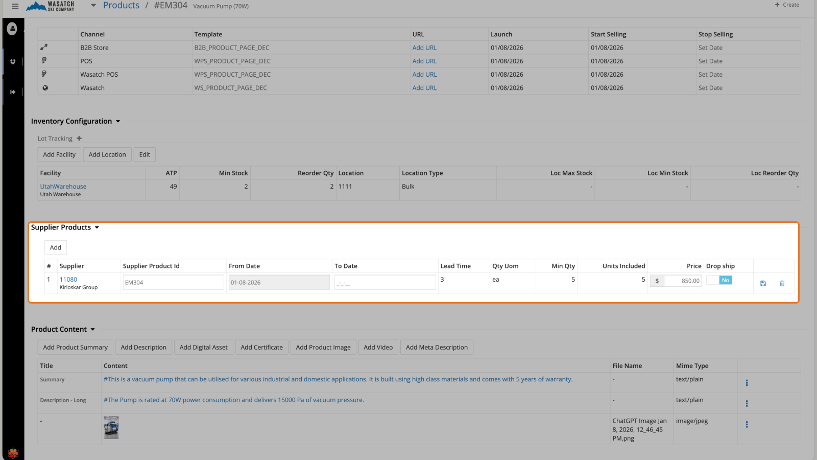 Supplier Lead Time Integration