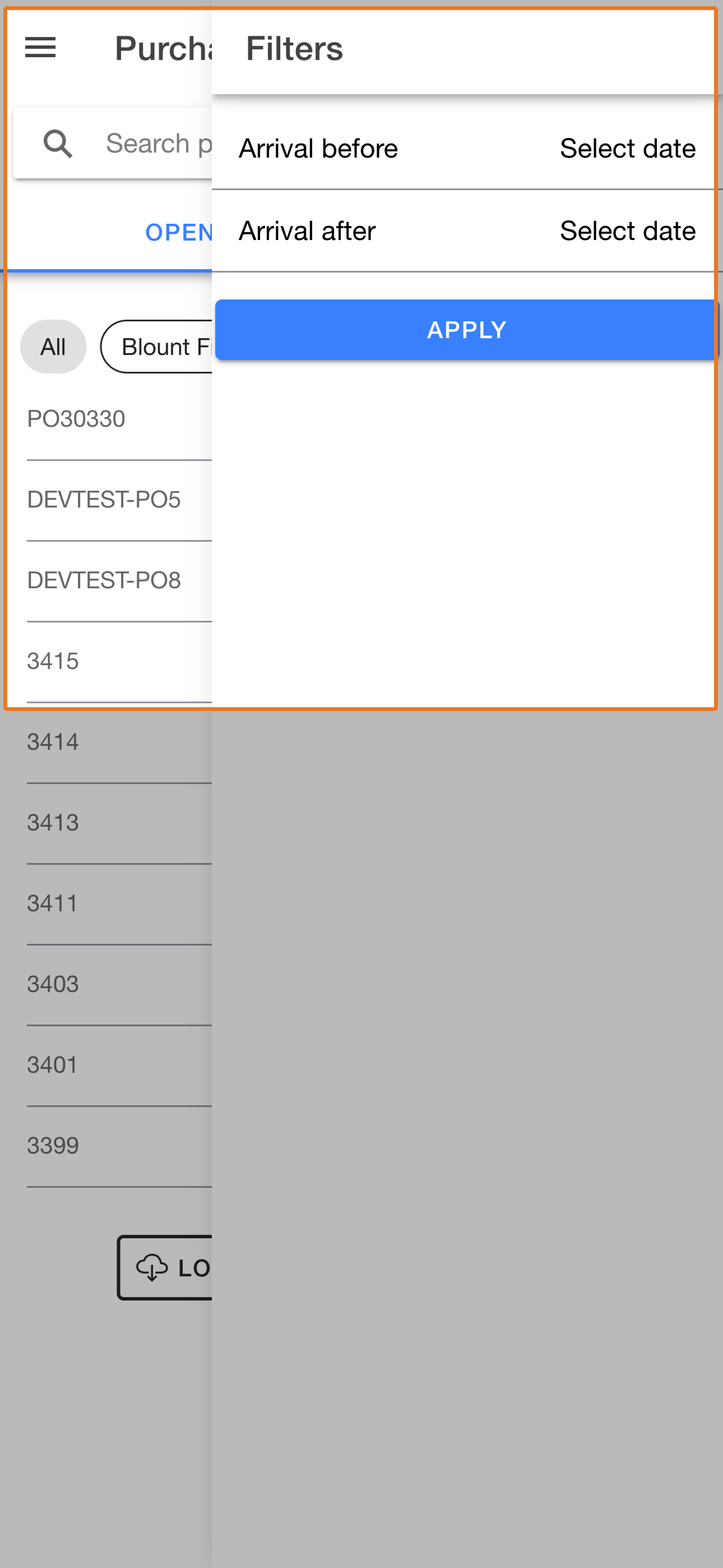 Filter Open Purchase Orders to Find What's Being Received