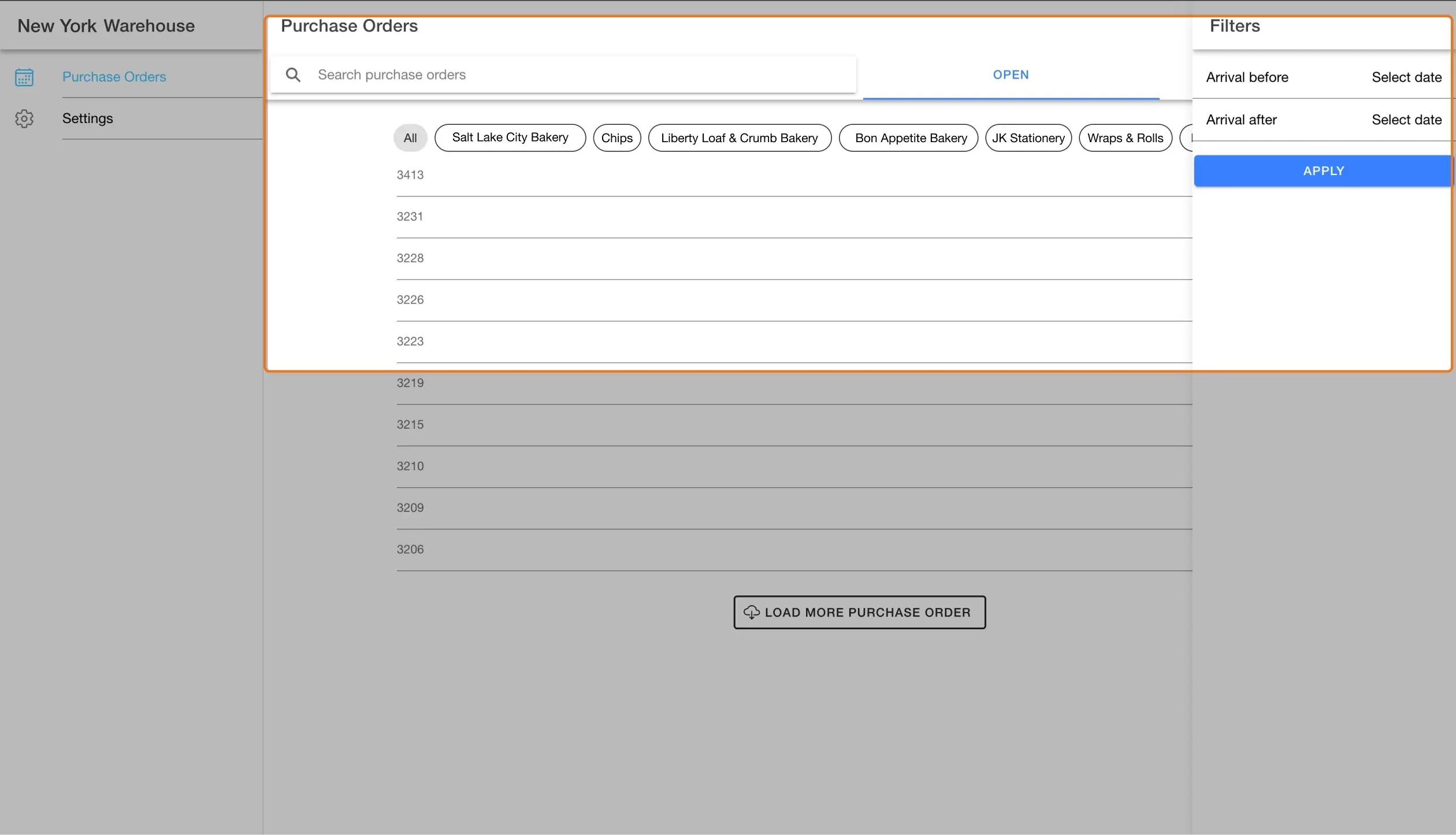 Filter Open Purchase Orders to Find What's Being Received