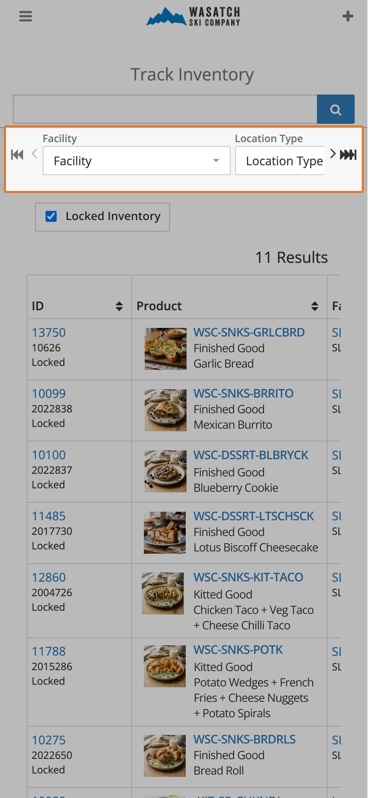 Search Inventory Across Facilities, Locations, and Lots