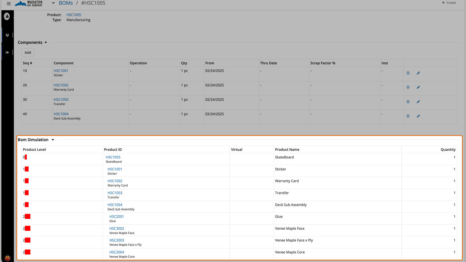 Support multi-level BOMs and subassemblies