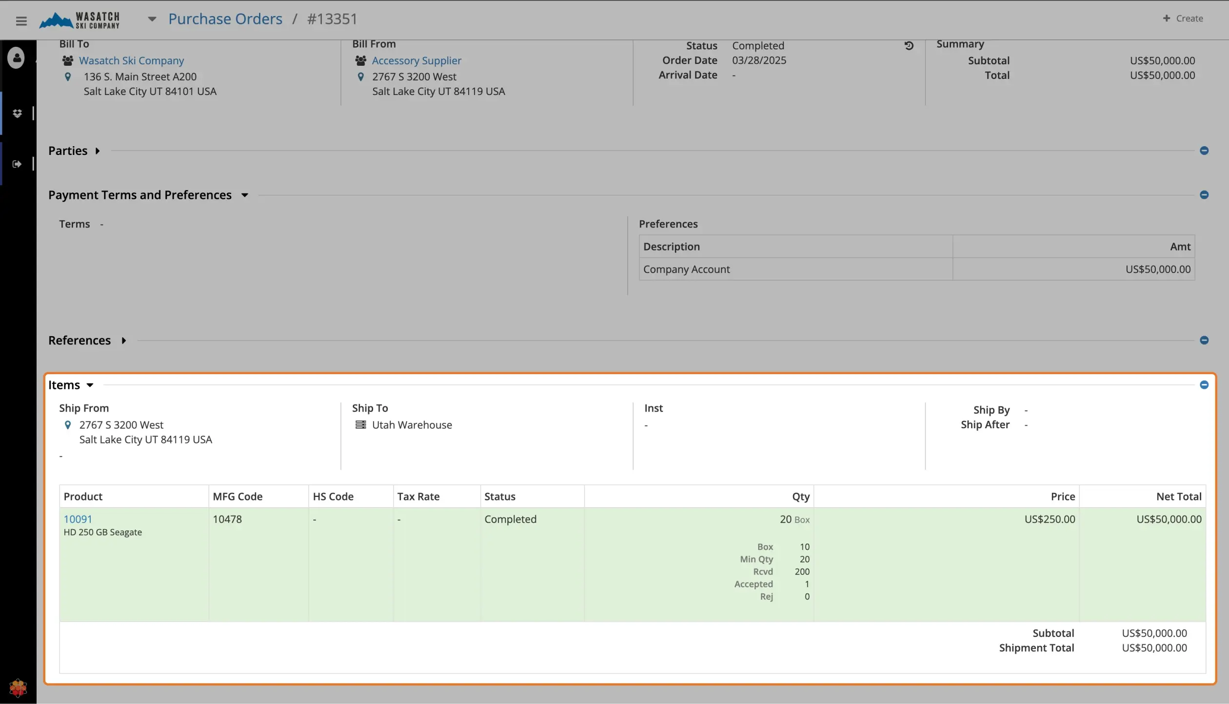 Generate Invoices From Received Quantities